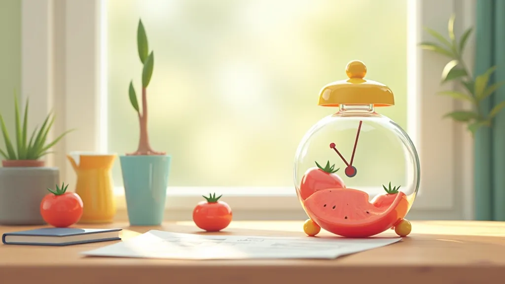 Pomodoro Tehnika raksta sākums ar pulksteņa ilustrāciju